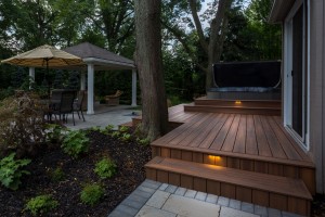 Composite deck with linear lights
