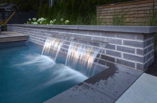 Modern pool waterfall